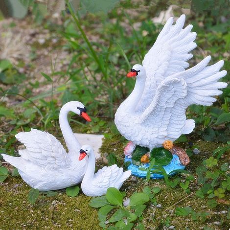 Kit d'accessoires miniature pour jardin féerique Mère et Cygne (1/4)