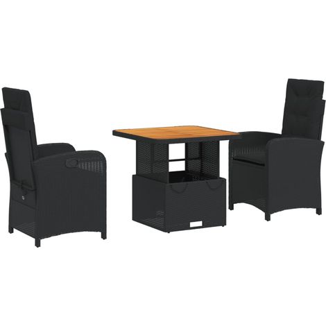Maison Exclusive - Set comedor de jardín 3 pzas con cojines ratán (1/5)