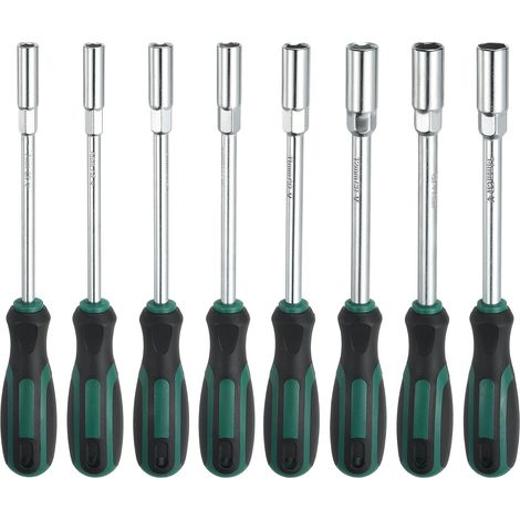 8 Pcs Clé À Douille Hexagonale Métrique 7mm-14mm CR-V Vert/Noir (1/5)