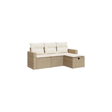Salon de jardin avec coussins 4 pcs beige résine tressée (1/5)