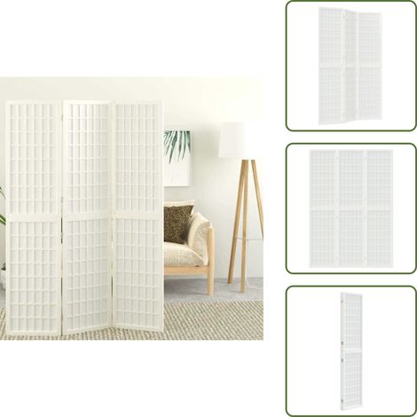 Cloison de séparation pliable 3 panneaux 120x170 cm Blanc - Cloison De Séparation - Séparateur Pièce - Écran D'intimité - Style Japonais - Bois De Sapin (1/5)