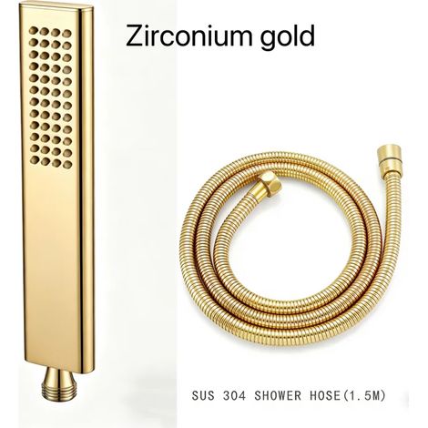 (Lot de 2) Pommeau de douche à main en laiton doré rose brossé avec flexible en acier inoxydable de 1,5 m, accessoire de support de douche et système d'économie d'eau (1/5)
