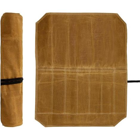 Borsa porta coltelli per set di coltelli, borsa porta coltelli portatile in tela con 7 scomparti per coltelli, set di pentole e utensili da cucina, coltelli non inclusi. (1/5)