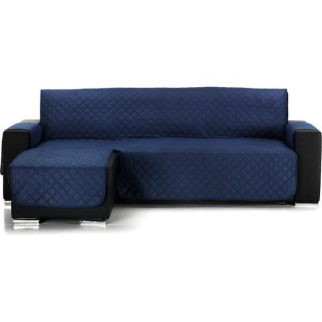 1 pièce Couvre-canapé d'angle matelassé, gauche, 200 cm, microfibre polyester bleu, pour canapé L-shaped