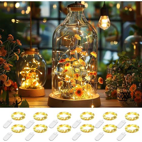 Battery Operated LED String Lights, 12x20 Micro LED Copper Wire Battery Operated 2M Small String Lights, Waterproof Fairy Lights for Party, Wedding, Christmas, Decorative Lighting (Warm White) (1/5)