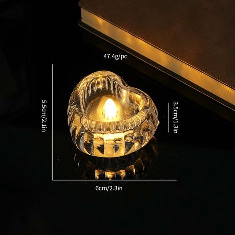 Paquete de 6 velas electrónicas LED de luz cálida，románticas velas en forma de corazón，perfectas para confesiones de cumpleaños