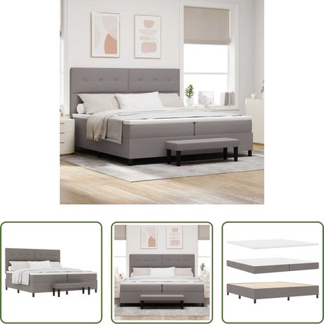 Matelas à fermeté moyenne -  Lit à ressorts avec matelas Taupe 200 x 200 cm tissu (1/5)