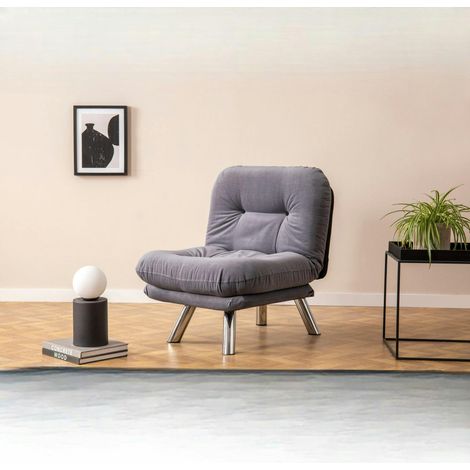 Fauteuil convertible banquette gris orage pieds chromés CUSCO (1/5)