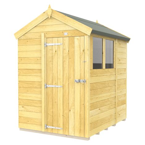 5 x 6 Feet Apex Shed - Single Door With Windows - Wood - L187 x W147 x H217 cm