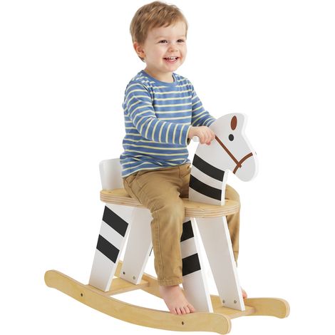 Cavallo a Dondolo pour Enfants 1.5-3 Ans avec Base Large en Bois MDF et Contreplaque 68x26x53 cm Multicolore (1/5)