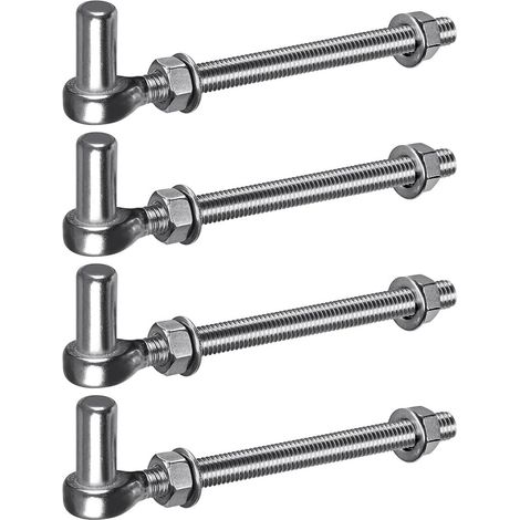 Charnière de Portail M12, 4pcs Quincaillerie à œillet de Champ Robuste 16mm Crochet pour Goupille de Suspension de Jardin en Métal pour Portail de Ferme/Clôture en Bois/Allée, 440lbs/20cm (1/5)