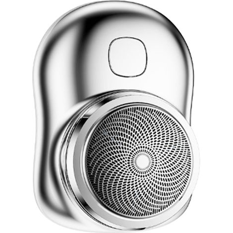 Tondeuse à barbe homme portable compacte rechargeable, coupe-barbe mini poche argent, rasoir visage nomade (1/5)