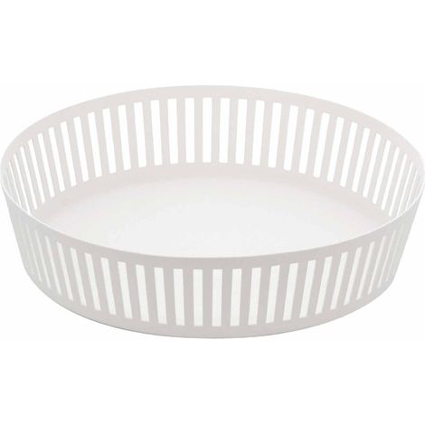 Corbeille à fruits plate, en acier - pour comptoir de cuisine, Panier Rond, Bol décoratif - 25 x 25 x 5,5 cm, design japonais, blanc (1/5)