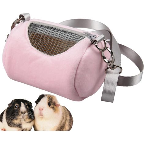 1 Sac de transport pour rongeurs, fenêtre en maille, matière velours, sangle réglable, pour hamster lapin (1/5)