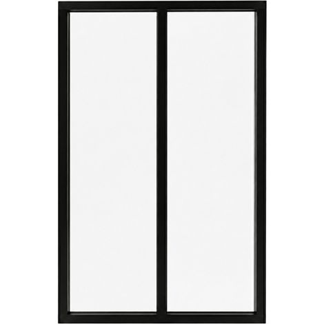 Verrière atelier intérieure aluminium noir 2 vitrages 69 x 117 cm - Décor essentiel - Essentiel - transparent - Verre trempé (1/5)