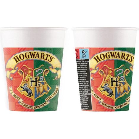 Bicchieri da compleanno di Harry Potter a tema Hogwarts, 200 ml, confezione da 8 pezzi.