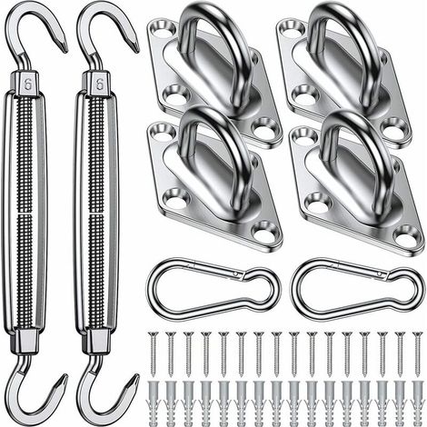 Kit di montaggio per vela ombreggiante - Vela ombreggiante in acciaio inossidabile 304, kit di montaggio per vela ombreggiante per triangolo, quadrato e rettangolo, kit di montaggio per vela ombreggia (1/4)