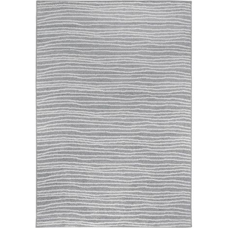 Tapis salon et chambre 120x170 gris et crème rectangle tissé motif faux uni VAGLA