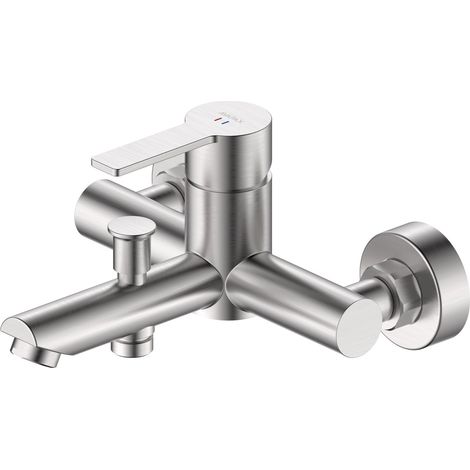 Robinet de baignoire mural - Acier inoxydable brossé - Levier ergonomique - Abmi211511 (1/2)