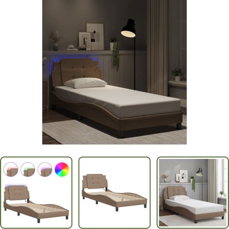 LED-Leuchten - Bettgestell mit LED ohne Matratze "Zadar" Cappuccino-Braun 100x200 cm (1/5)