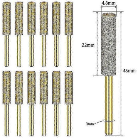Kit da 12 frese diamantate per affilatura precisa di catene da motosega – Diametro 4,8 mm, alta precisione professionale