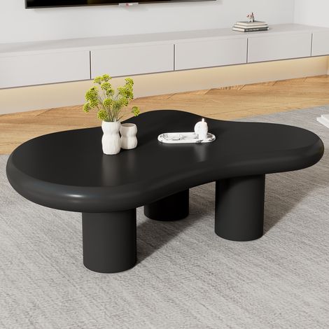 Couchtisch aus MDF in Schwarz, 97 cm, wolkenförmig, lackierte Oberfläche