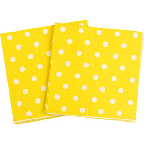 Lot de 20 serviettes en papier à pois jaunes, serviettes de fête, mouchoirs, vaisselle pour mariage, anniversaire (1/4)