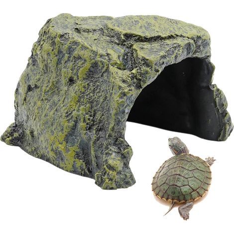 LAOA Großes Reptilienversteck aus Kunstharz für Reptilien, Schildkröten und andere Tiere – Lebensraum, Aquarium, Terrarium und Dekoration für Schildkröten, Echsen, Schlangen und Amphibien (1/5)