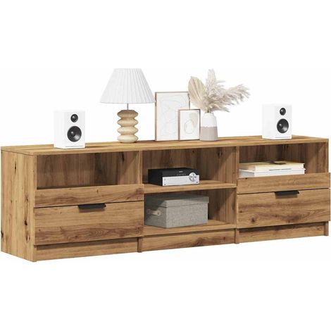 Meuble TV chêne artisanal 150x33,5x45 bois d'ingénierie (1/5)