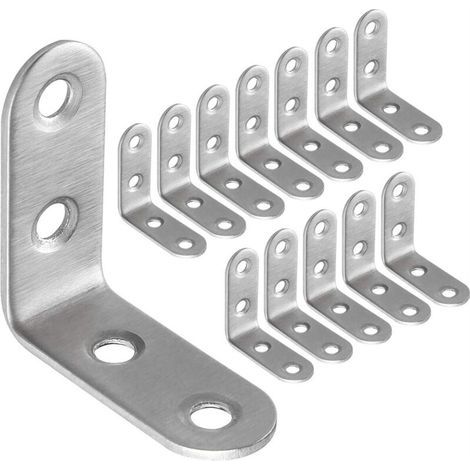 13pcs Stainless Steel Fixing Brackets 40x40mm, Corner Reinforcements for Furniture Fixing and Repair, Strengthening Joints, Silver (1/5)