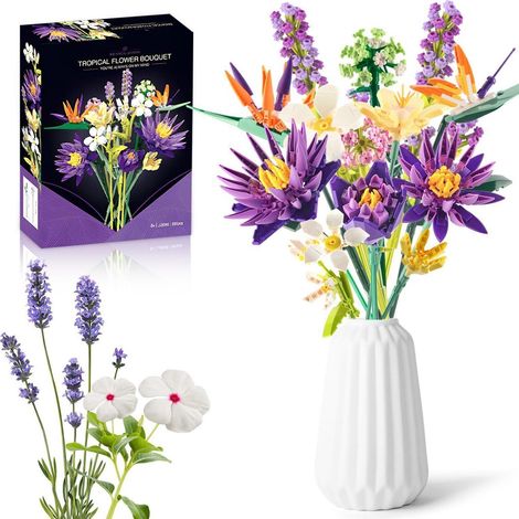 Blumen Bausatz für Erwachsene, Botanischer Blumenstrauß DIY-Set mit 13 Blumen, Dekoration & Geschenk (1/4)