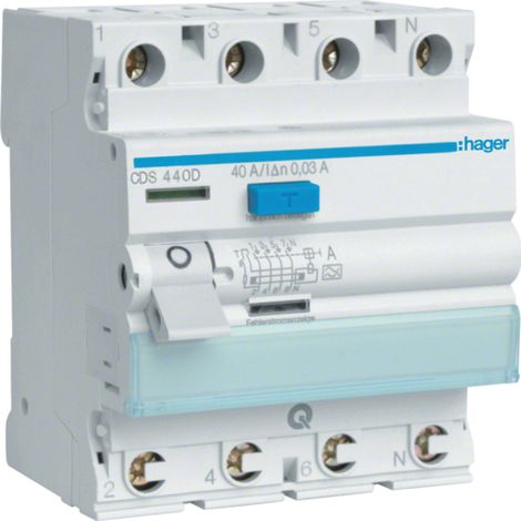 Hager CDS440D interruptor automático gris 40A 30mA