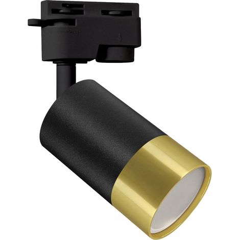 Schienenstrahler schwarz/gold GU10 Posaune TRA 04284 ideus 1 Stück.