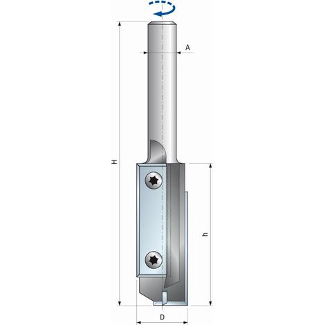 Gerader Fräser mit auswechselbaren Wendeschneidplatten FREUD - Ø16 H50/105 Q12 Z2+1 - F03FA13927 -TG62MD AD3