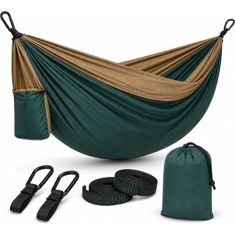 Hamac de Camping Portable avec Sangles Vert Foncé 270x140 cm (1/5)