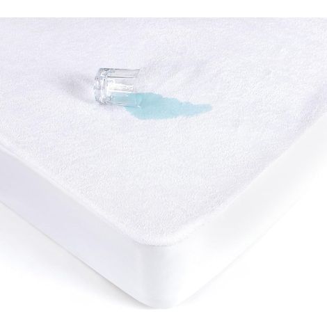Imperméable Protège Matelas Coton 120 x 190/200 cm, Alese Housse Matelas Molleton, Drap Housse Hypoallergénique Anti-Bactérien Anti-Acarien, Blanc (1/5)