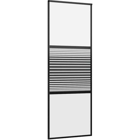 Puerta de Vidrio Rayado Negro 76 x 2 x 205 cm Aluminio vidaXL