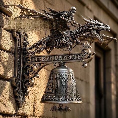 New Skull Dragon Rider Bell - Resin Decorative Wall-Mounted Skull Dragon Doorbell