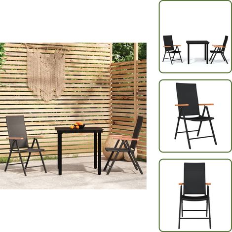 Set da pranzo da giardino - vidaXL Set Mobili da Pranzo per Giardino 3 pz Nero - Tavolo in vetro