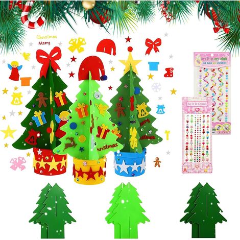 3-teiliger Weihnachtsbaum aus Filz, Weihnachtsbaum-Bastelsets aus Filz für Kinder, DIY-Weihnachtsbaum aus Filz, Weihnachtsdekorationsset, Weihnachtsbaum aus Filz (1/5)