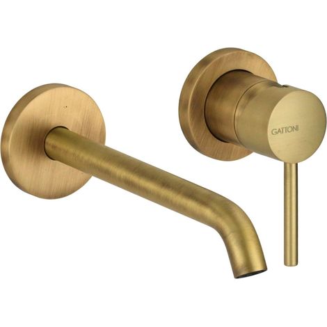 Miscelatore monocomando lavabo a parete colore bronzo senza piletta di scarico Gattoni Easy 2337/23VB  Bronzo