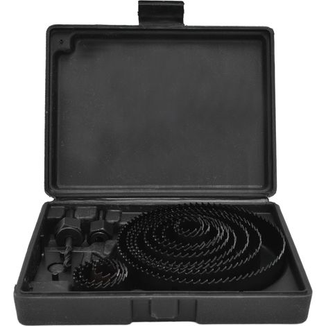 Kit 16 pièces scie cloche carbure noire pour perçage trous ronds PVC bois 19-127mm (1/5)