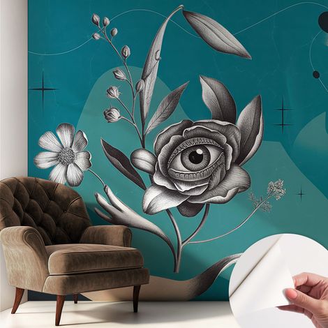Fototapete Selbstklebend - Wanddekoration - Wandfolie - 3D Tapete Wand - Wohnungsdeko Blumenauge 250x250 cm (1/5)