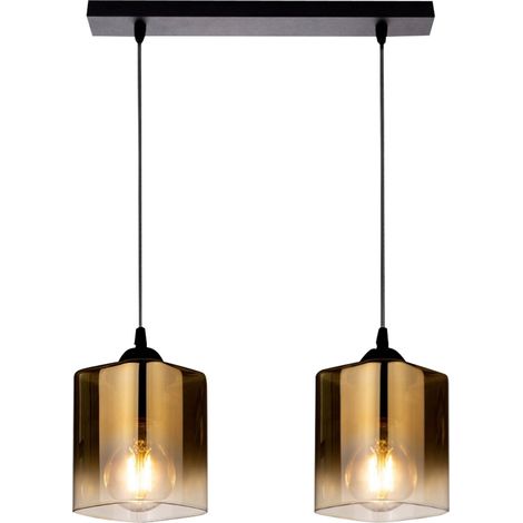 Suspension glamour noire verre doré 2xE27 Serena Candellux (1/2)