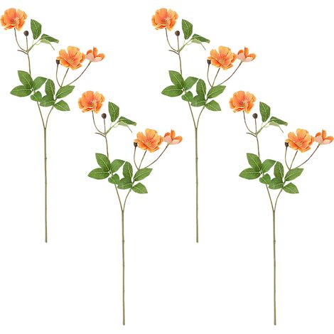 [Orange] 4 künstliche Phalaenopsis-Orchideen, künstliche Blumen, Freesien, Pfingstrosen, Blumenarrangement, Dekoration für Wohn- und Esszimmer. (1/2)
