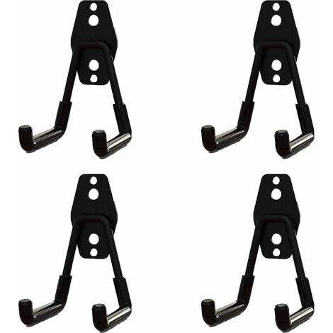 Crochets de garage robustes, crochets de rangement utilitaires pour garage, organisateur de rangement pour outils de jardin, crochets en acier à montage mural (lot de 4, petit crochet) (1/5)