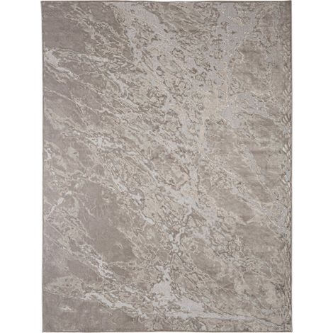 Tapis classique beige en viscose finition artisanale élégante (1/5)