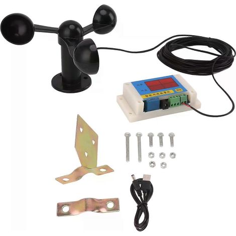 Anémomètre pour grue à tour à 3 pales 5V, dispositif d'alarme de vitesse du vent de haute précision à 2-12 niveaux, compatible avec une utilisation en extérieur. (1/5)