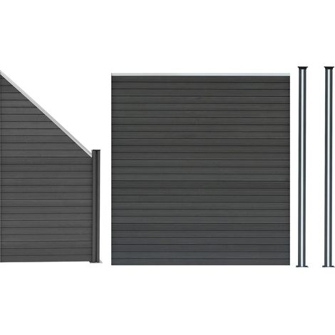 Composite Fence Panel Angled Piece & 3 Metal Posts 6ft Double