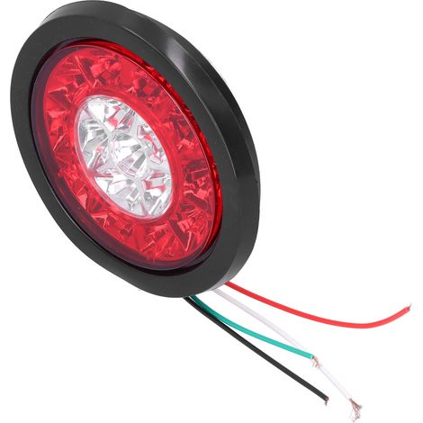 Feu arrière rond 16 LED 12-24 V, clignotant rouge et blanc lumineux pour remorques, camions et camping-cars (1/5)